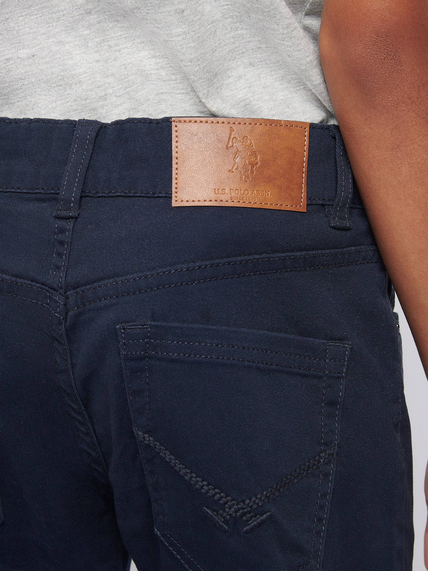 Boys Core 5 Pocket Trouser in Dark Sapphire Navy / Haute Red DHM