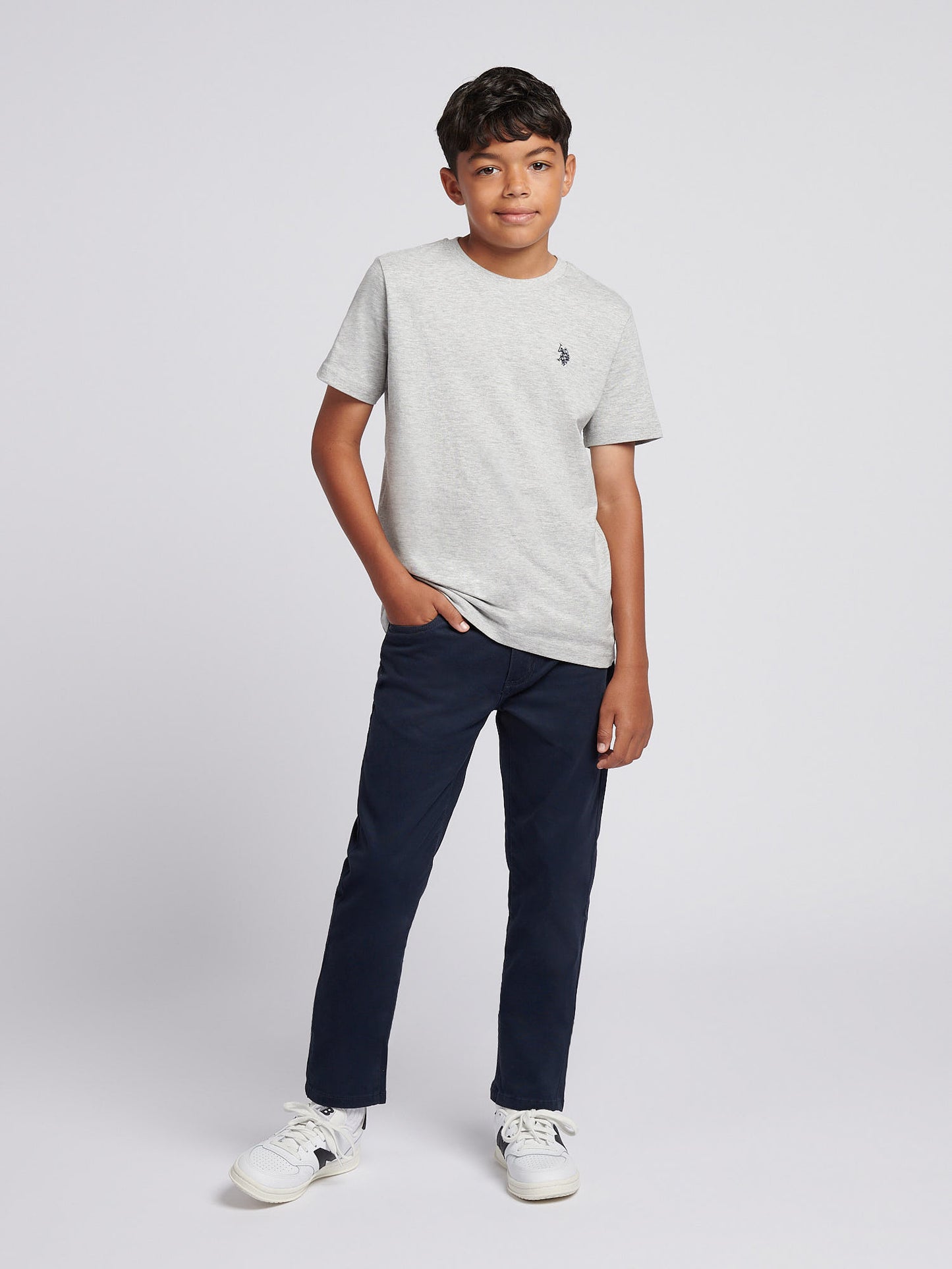 Boys Core 5 Pocket Trouser in Dark Sapphire Navy / Haute Red DHM