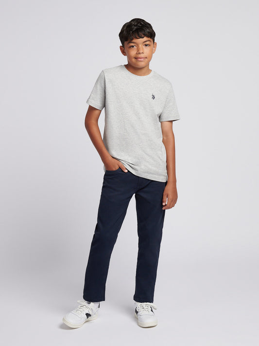 Boys Core 5 Pocket Trouser in Dark Sapphire Navy / Haute Red DHM