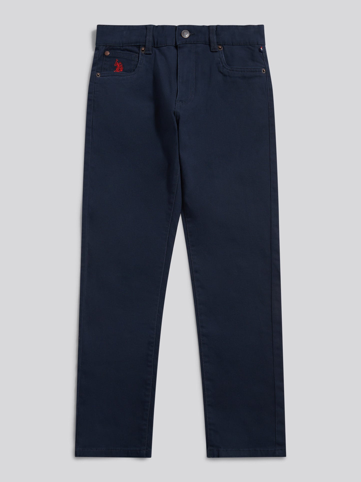 Boys Core 5 Pocket Trouser in Dark Sapphire Navy / Haute Red DHM