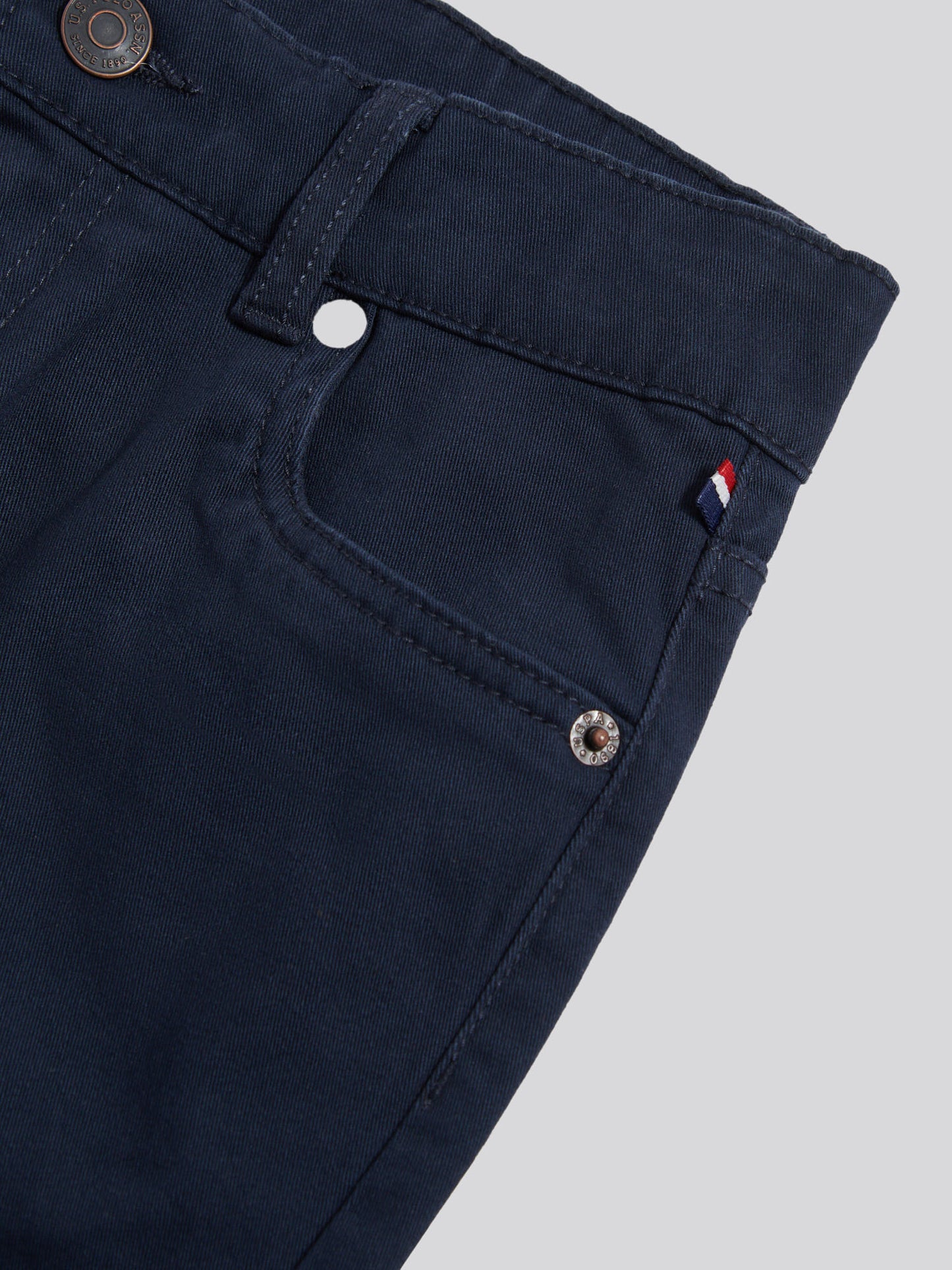 Boys Core 5 Pocket Trouser in Dark Sapphire Navy / Haute Red DHM