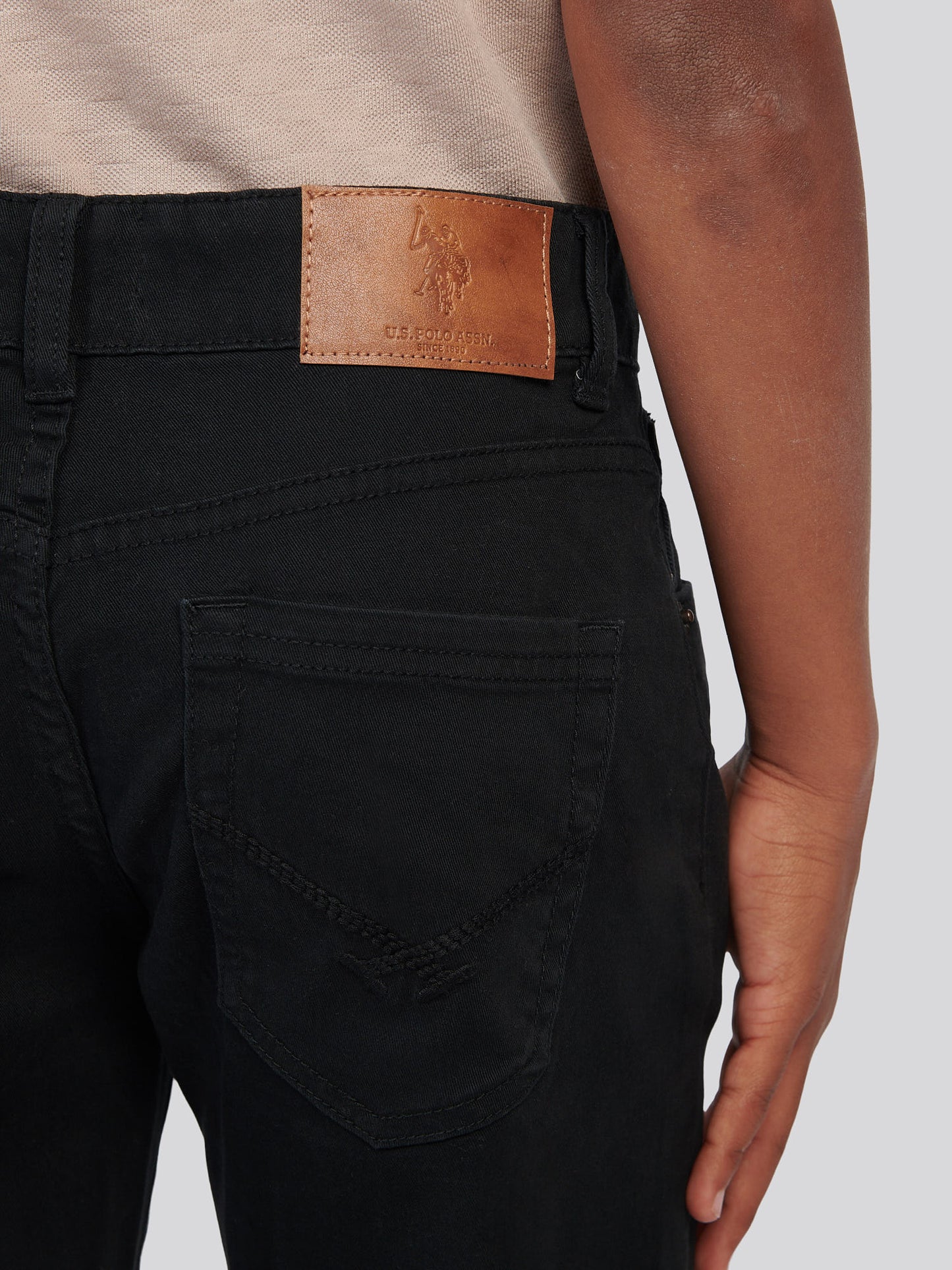 Boys Core 5 Pocket Trouser in Black Bright White DHM