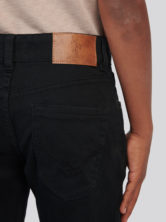 Boys Core 5 Pocket Trouser in Black Bright White DHM