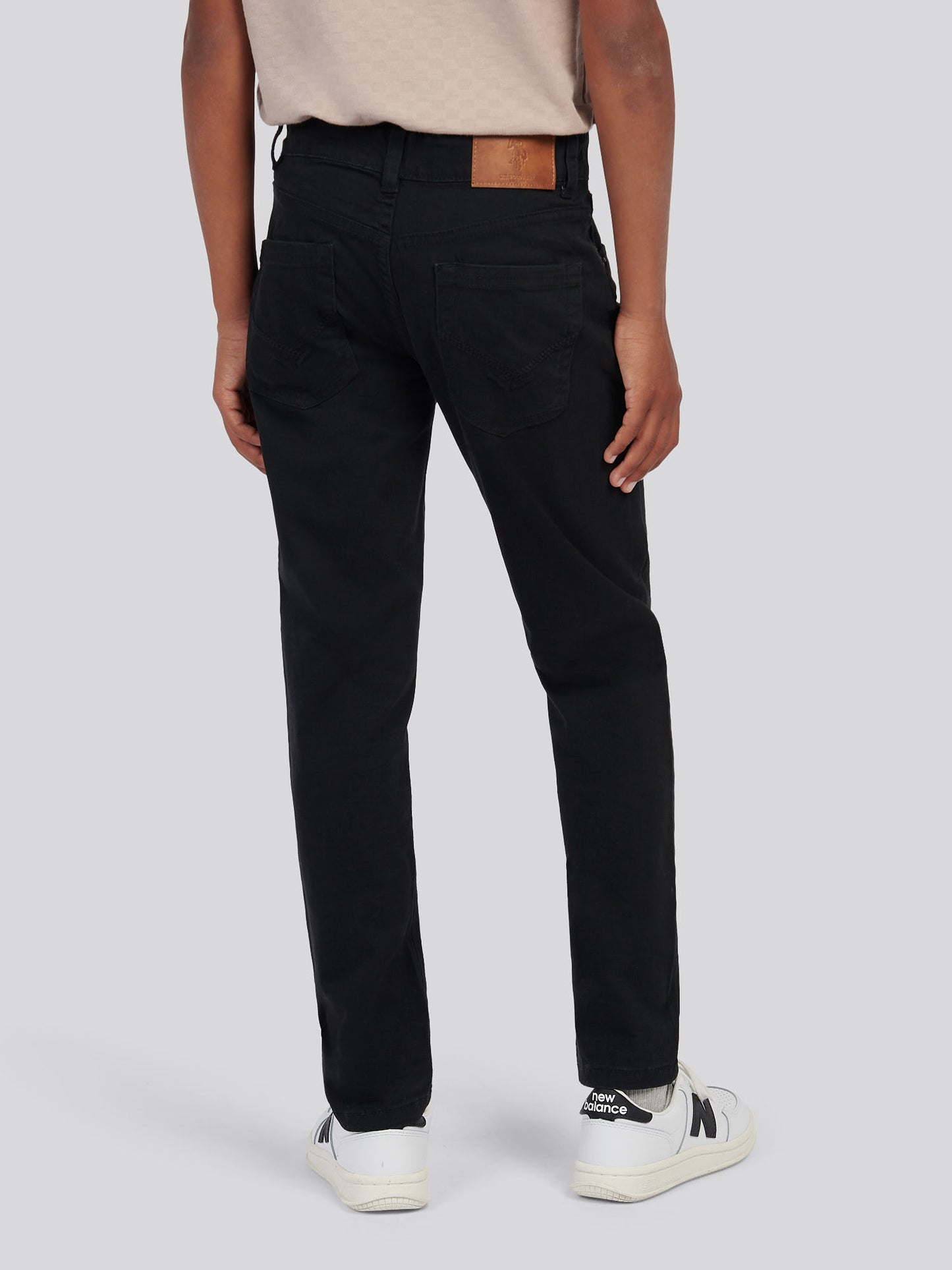 Boys Core 5 Pocket Trouser in Black Bright White DHM