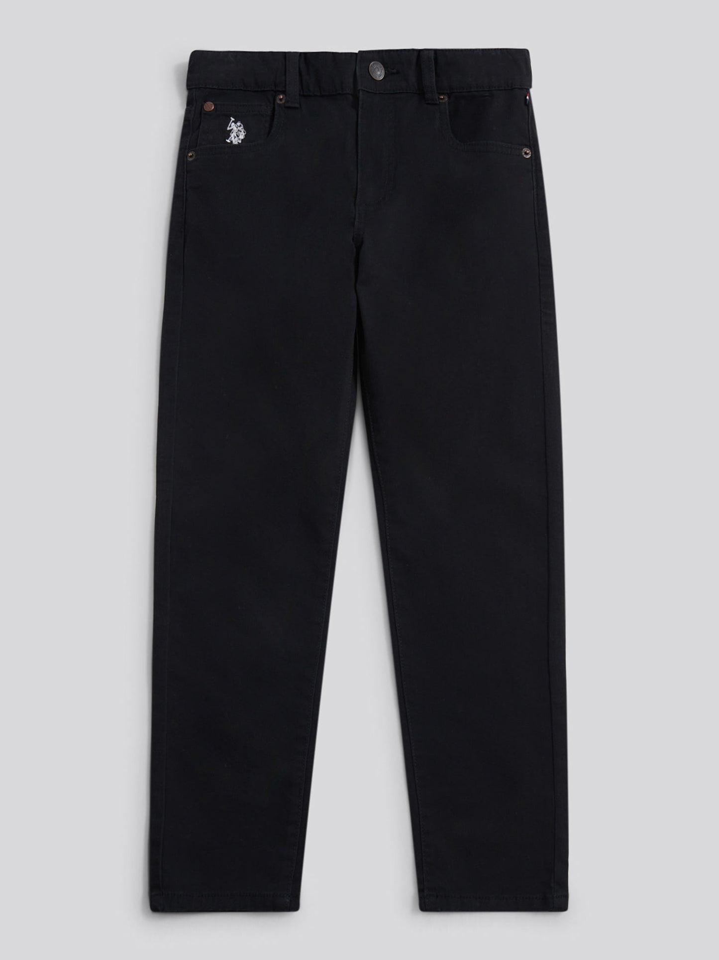 Boys Core 5 Pocket Trouser in Black Bright White DHM