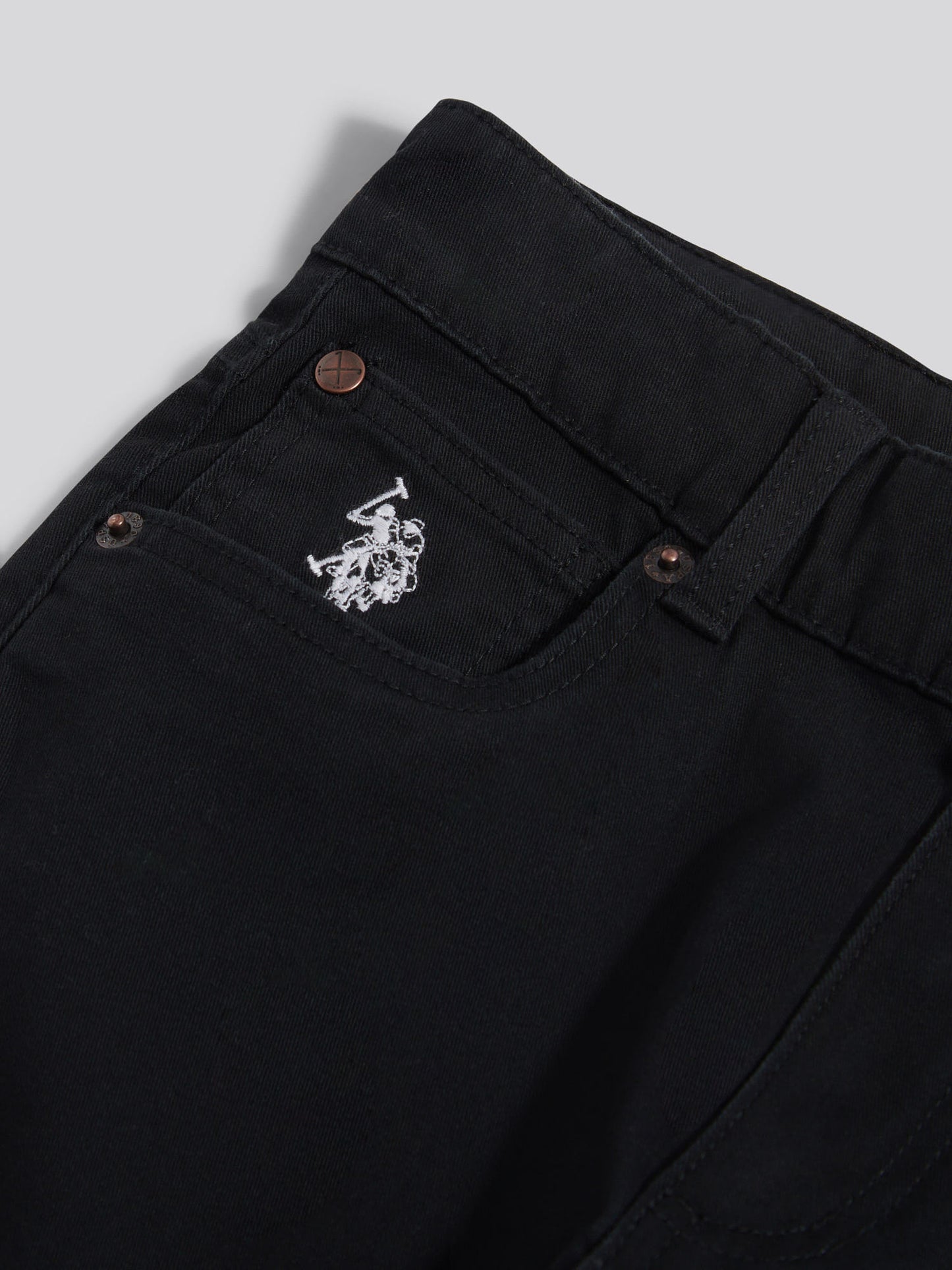 Boys Core 5 Pocket Trouser in Black Bright White DHM