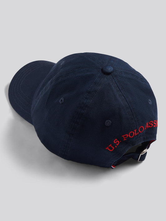 Boys Washed Outline Logo Cap Dark Sapphire Navy / Haute Red DHM