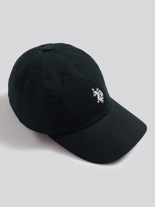 Boys Washed Outline Logo Cap Black Bright White DHM