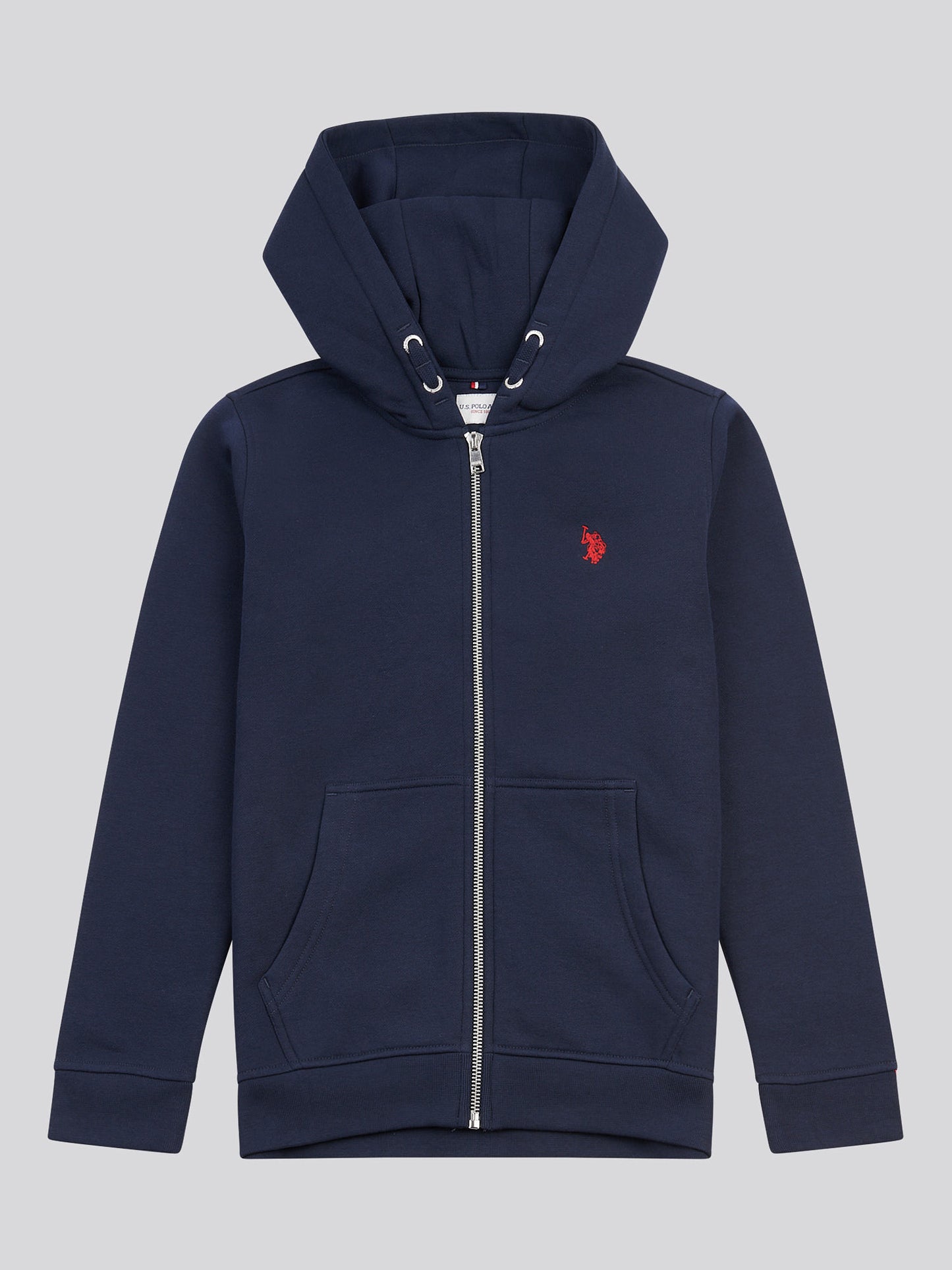 Boys Double Horsemen Zip Hoodie in Dark Sapphire Navy / Haute Red DHM