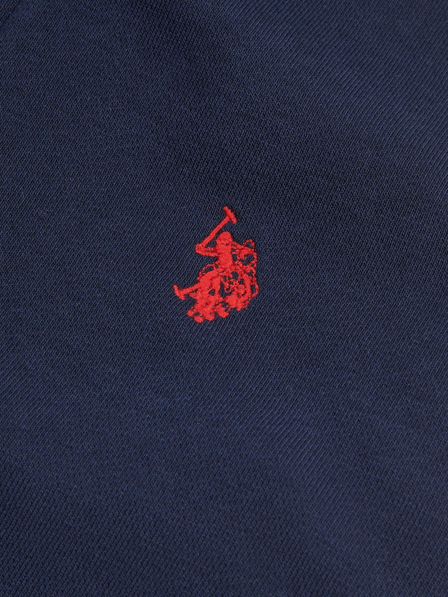 Boys Double Horsemen Zip Hoodie in Dark Sapphire Navy / Haute Red DHM
