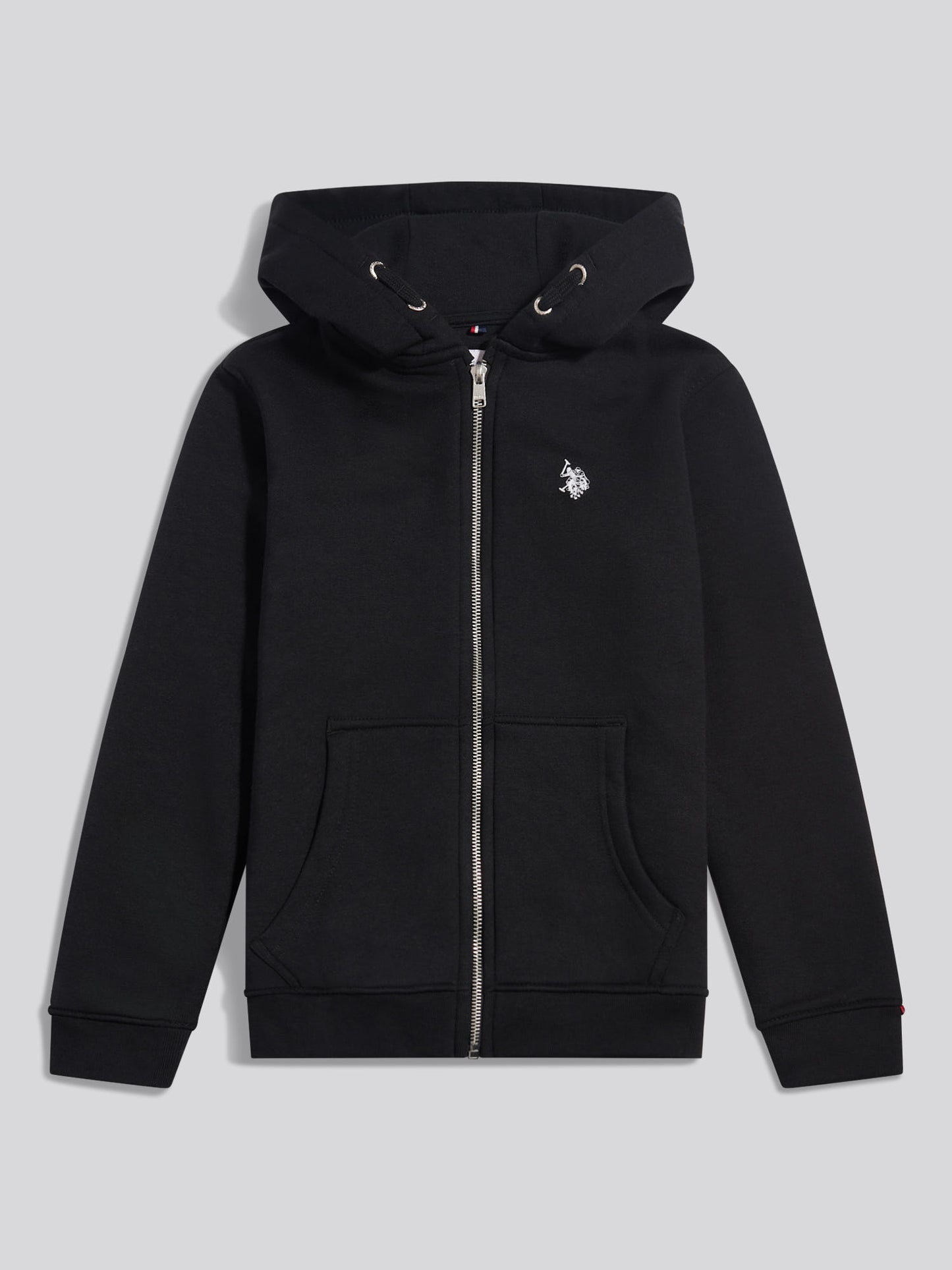 Boys Double Horsemen Zip Hoodie in Black Bright White DHM