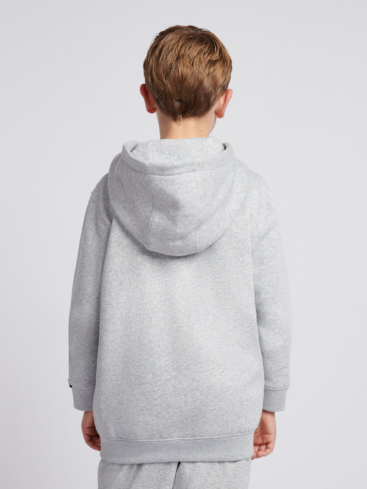 Boys Double Horsemen Zip Hoodie in Mid Grey Marl
