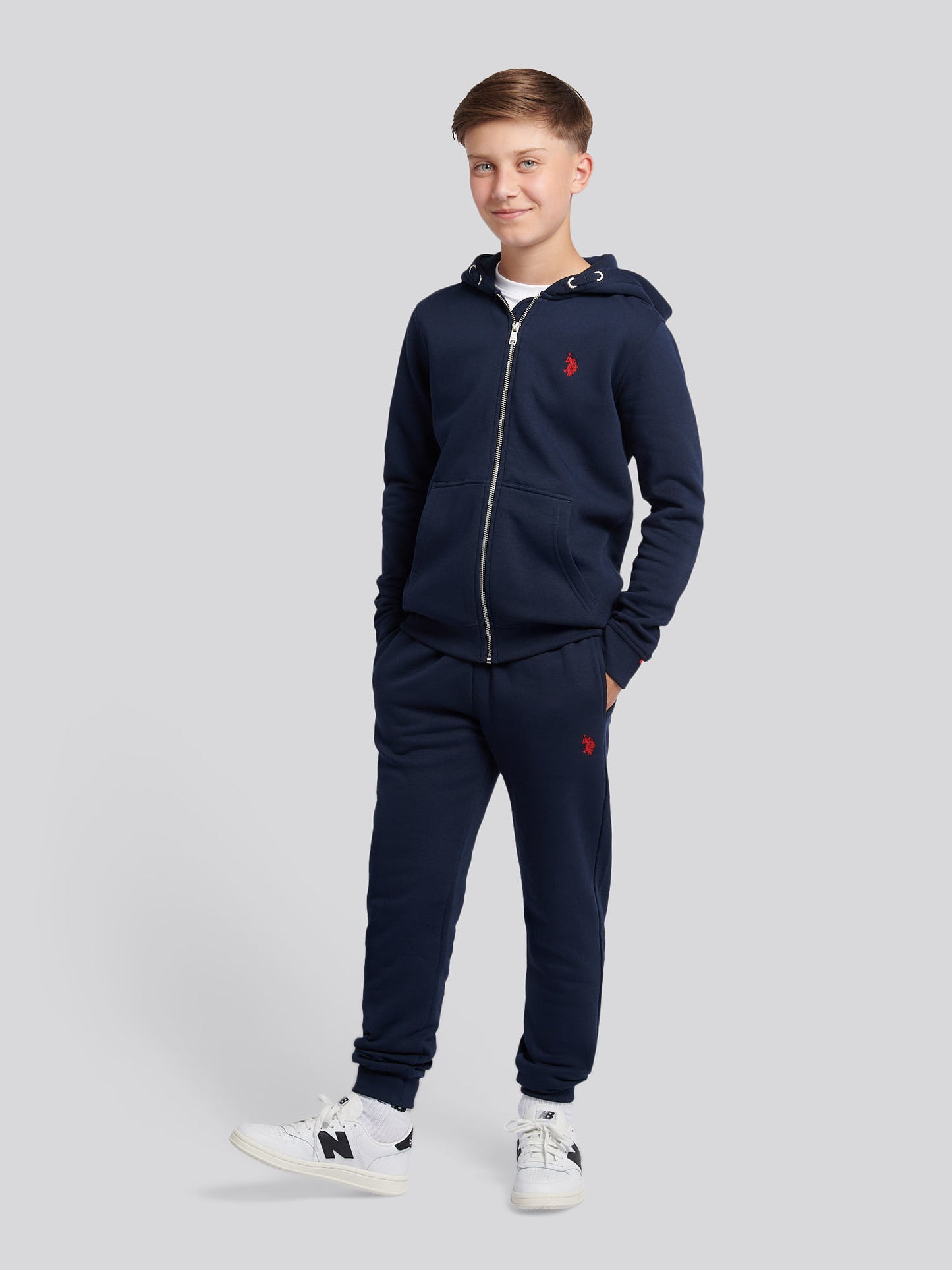 Boys Double Horsemen Jogger in Dark Sapphire Navy / Haute Red DHM