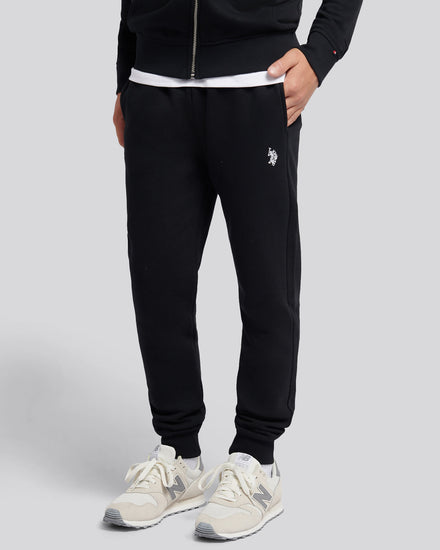 Boys Double Horsemen Jogger in Black Bright White DHM