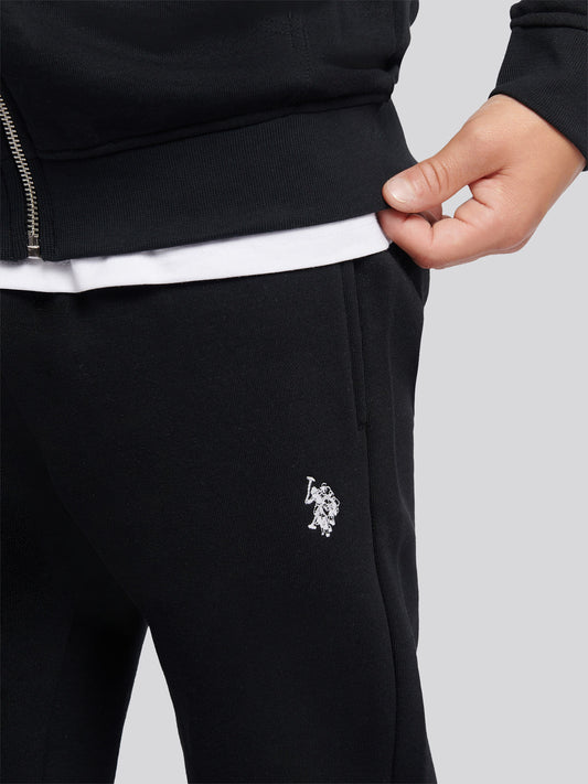 Boys Double Horsemen Jogger in Black Bright White DHM