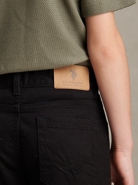 Boys Bedford Cord 5 Pocket Trouser in Black