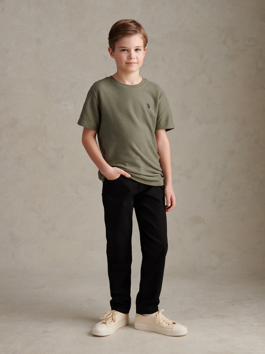 Boys Bedford Cord 5 Pocket Trouser in Black
