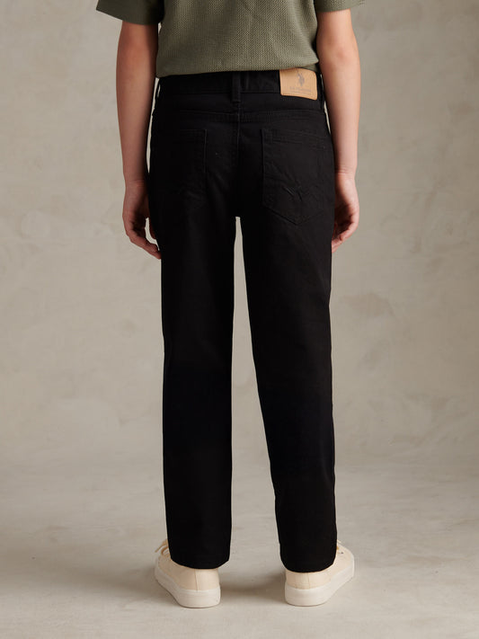 Boys Bedford Cord 5 Pocket Trouser in Black