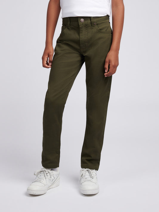 Boys Bedford Cord 5 Pocket Trouser in Forest Night