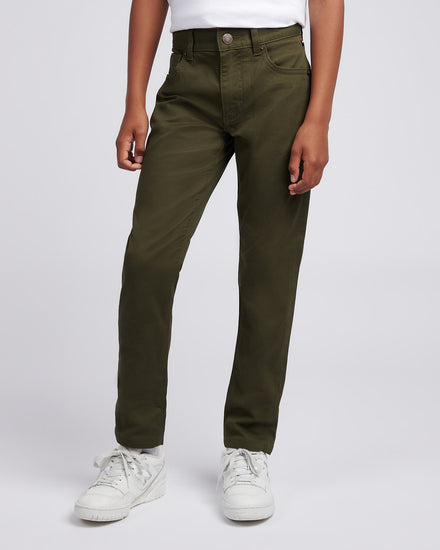Boys Bedford Cord 5 Pocket Trouser in Forest Night