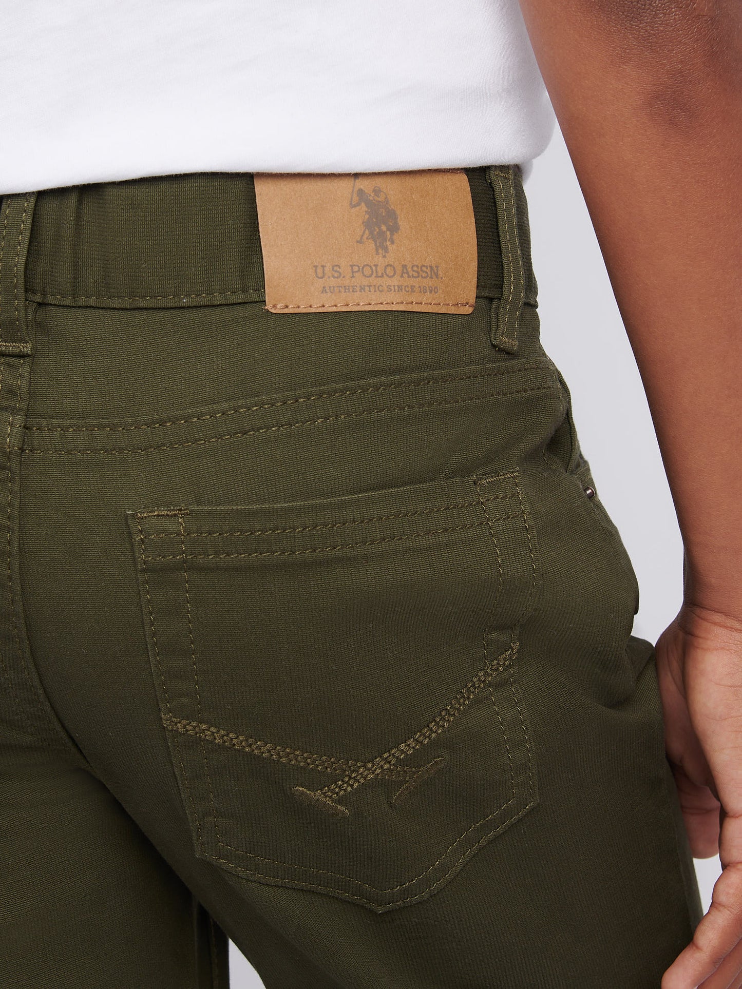 Boys Bedford Cord 5 Pocket Trouser in Forest Night