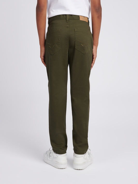 Boys Bedford Cord 5 Pocket Trouser in Forest Night