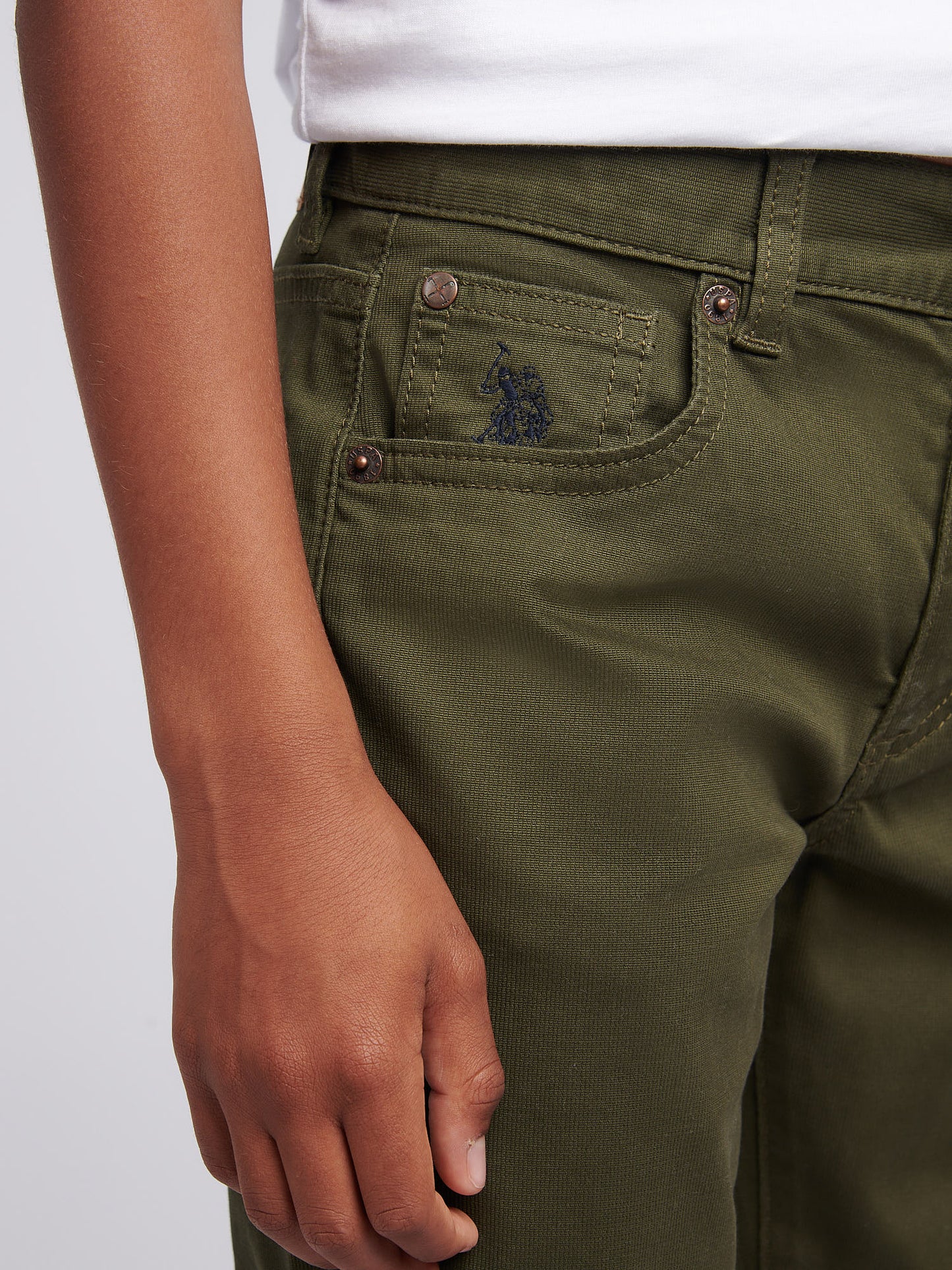 Boys Bedford Cord 5 Pocket Trouser in Forest Night