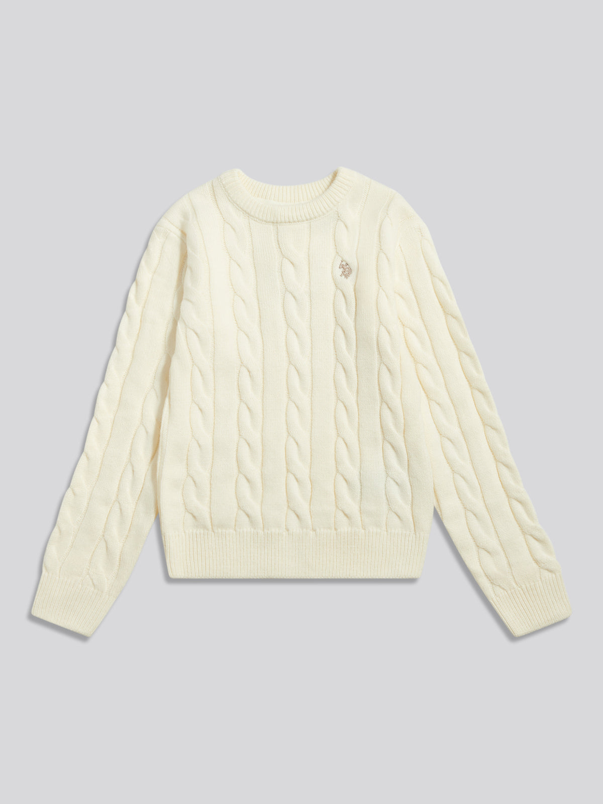 Boys Cable Knit Crew Neck Jumper Whisper White