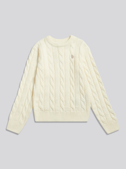 Boys Cable Knit Crew Neck Jumper Whisper White