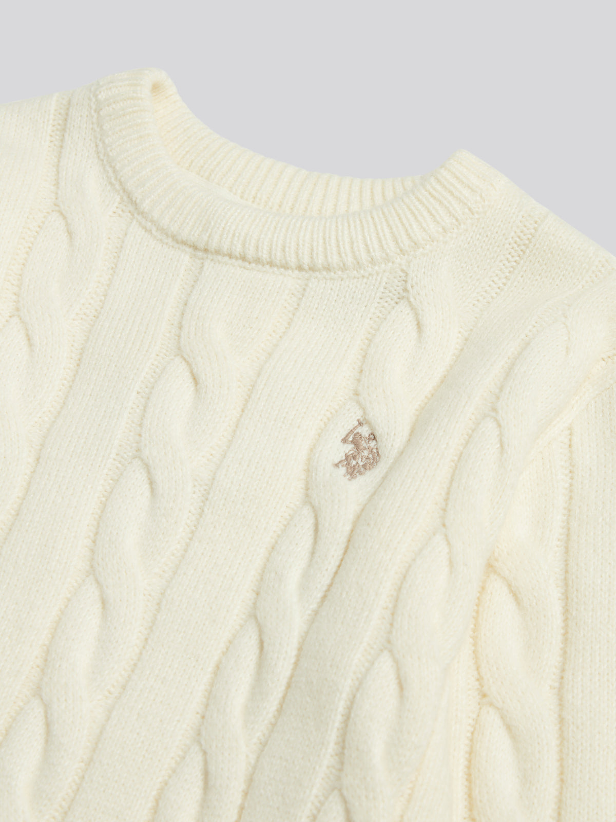 Boys Cable Knit Crew Neck Jumper Whisper White