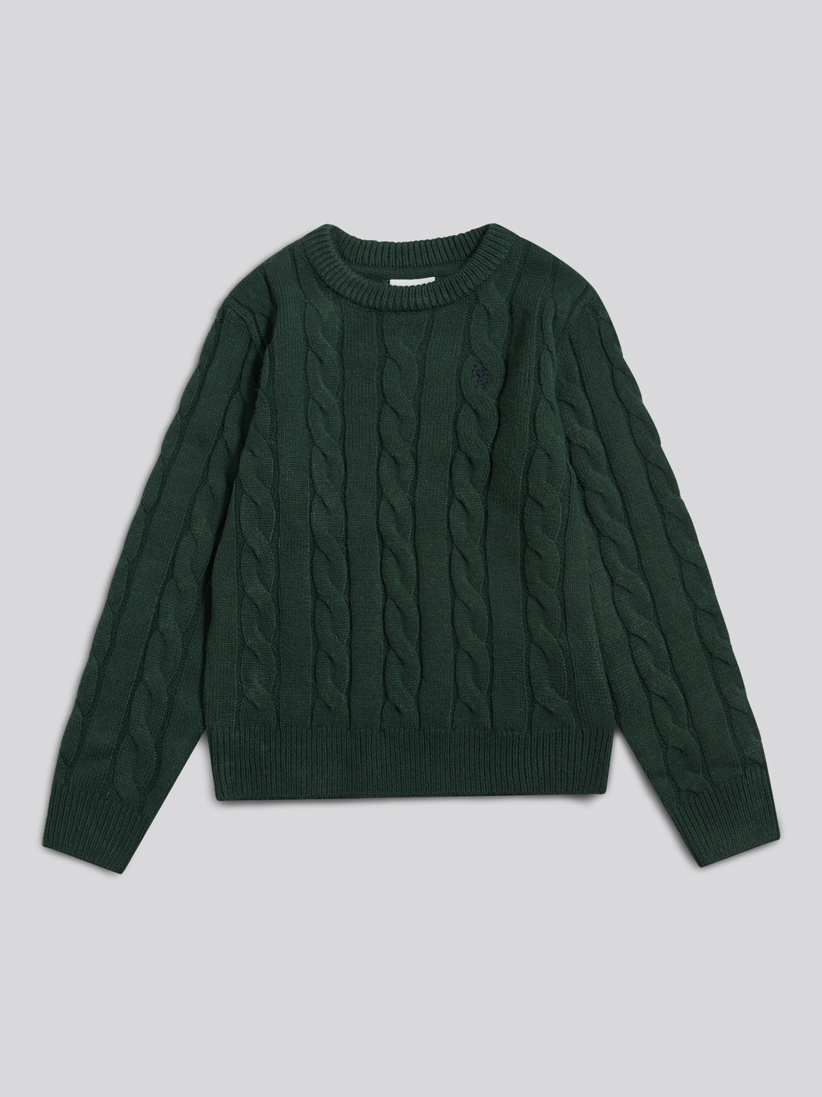 Boys Cable Knit Crew Neck Jumper Green Gables