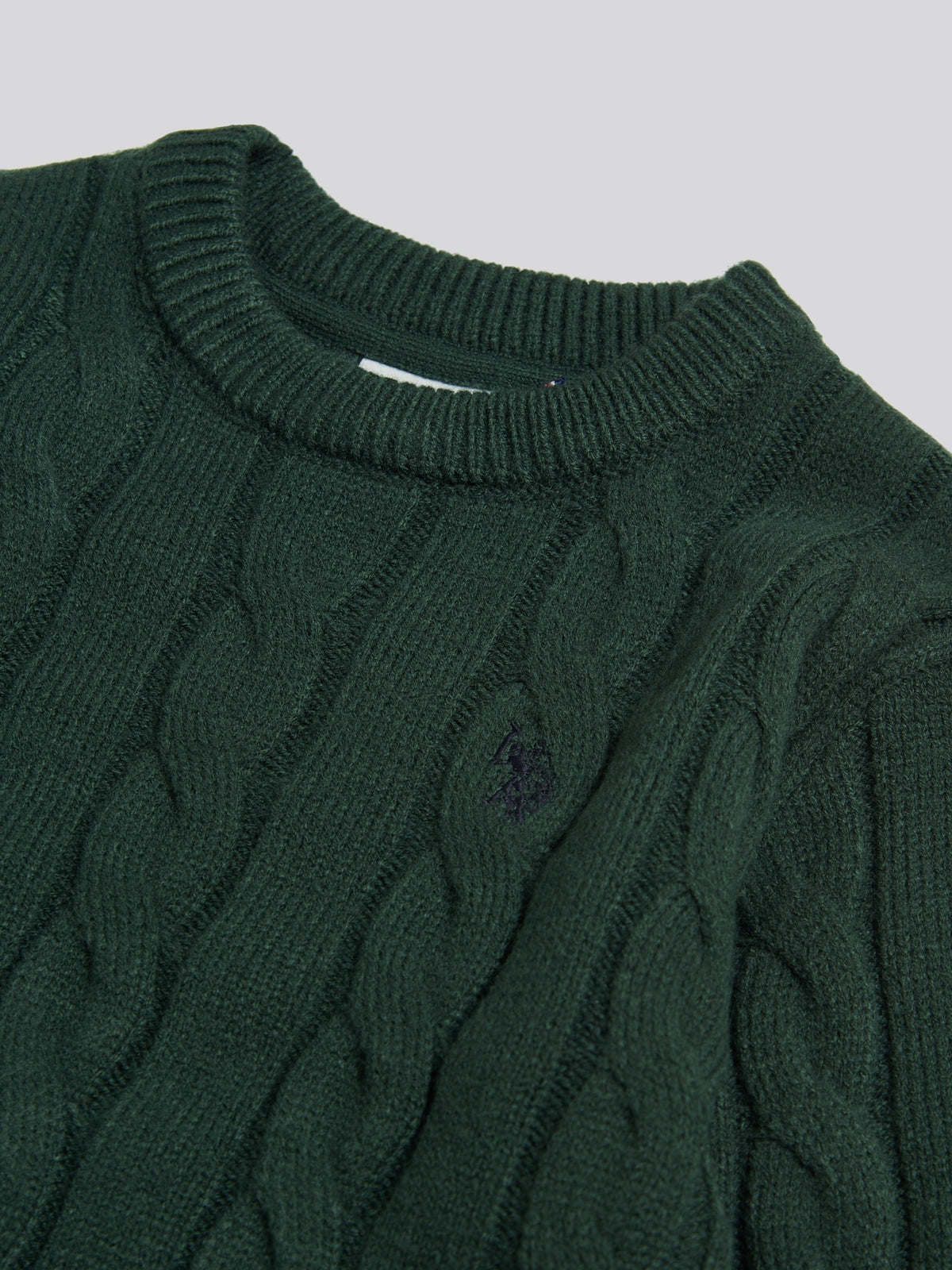 Boys Cable Knit Crew Neck Jumper Green Gables