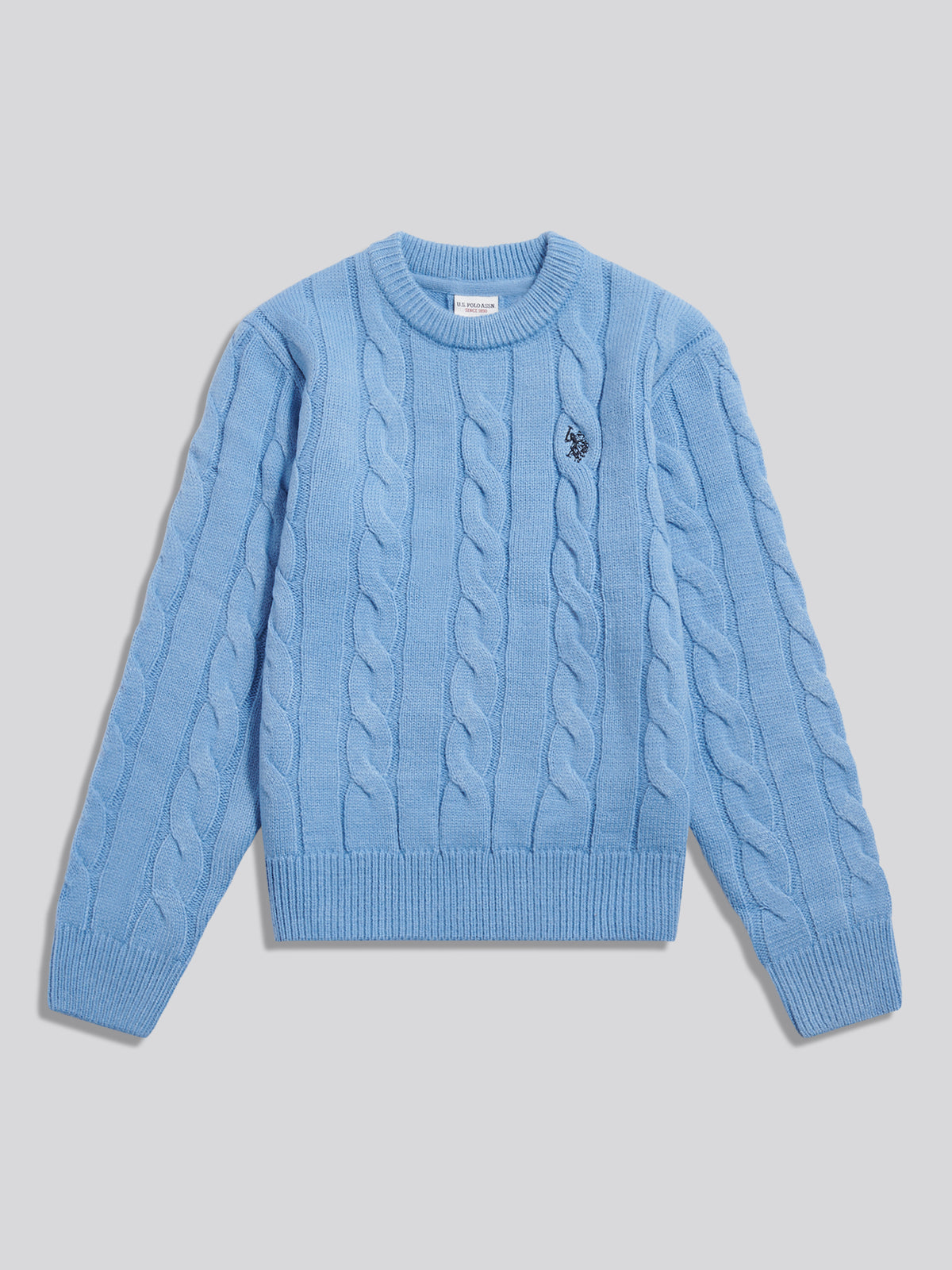 Boys Cable Knit Crew Neck Jumper Ashleigh Blue