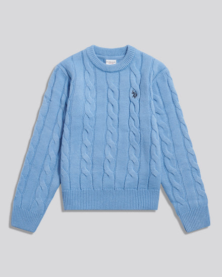 Boys Cable Knit Crew Neck Jumper Ashleigh Blue