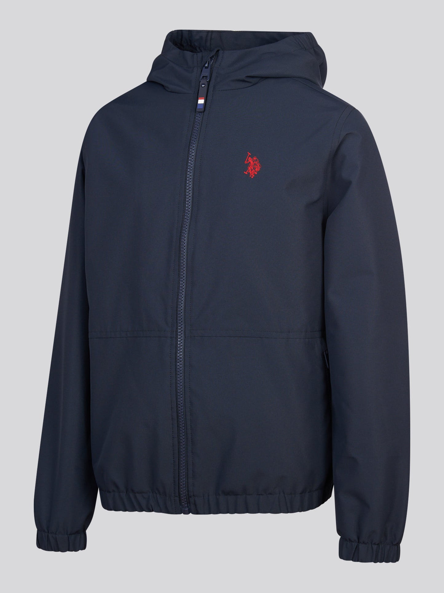 Boys Fleece Lined Windbreaker Jacket Dark Sapphire Navy / Haute Red DHM