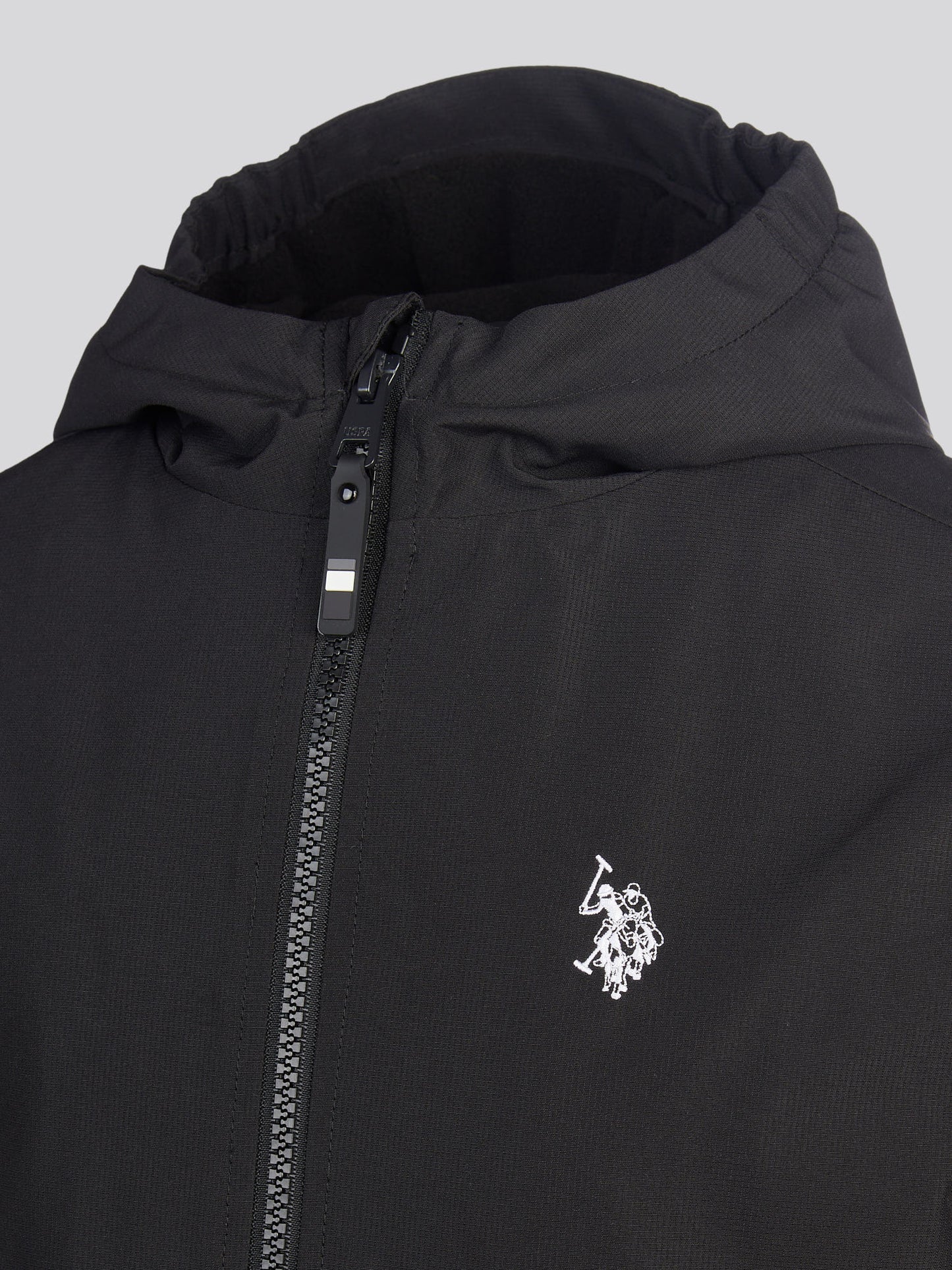 Boys Fleece Lined Windbreaker Jacket Black Bright White DHM