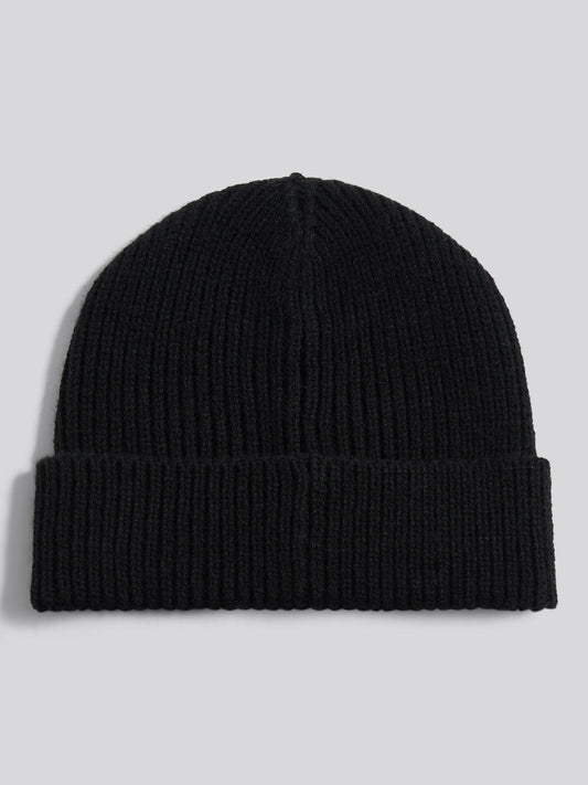 Boys Signature Double Horsemen Knit Beanie in Black