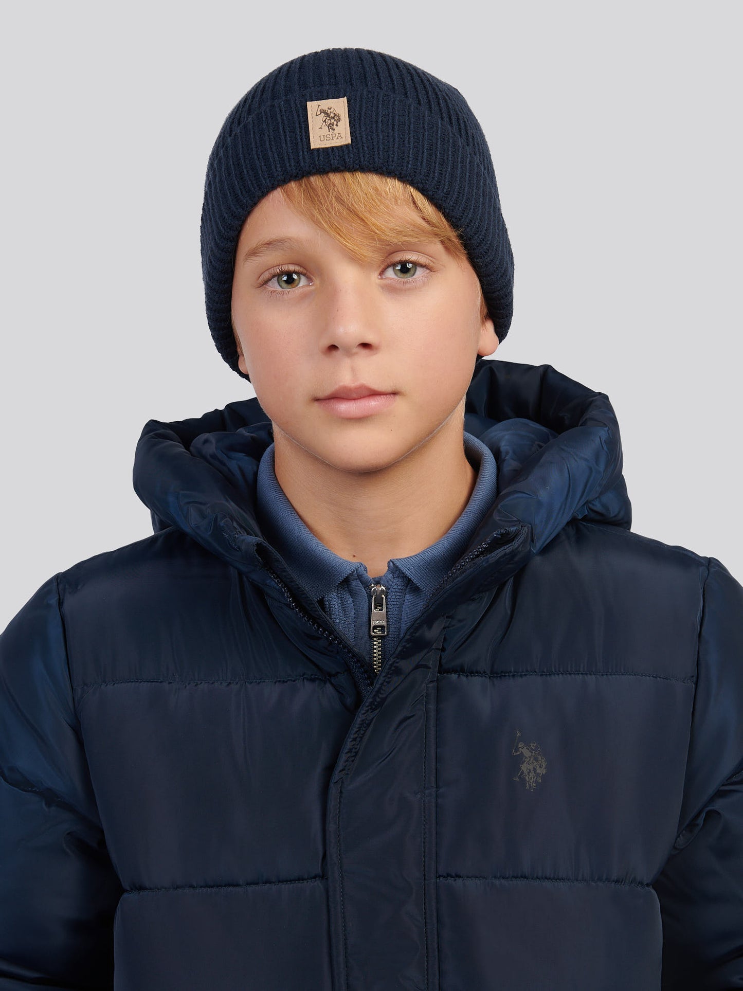 Boys Signature Double Horsemen Knit Beanie in Dark Sapphire Navy