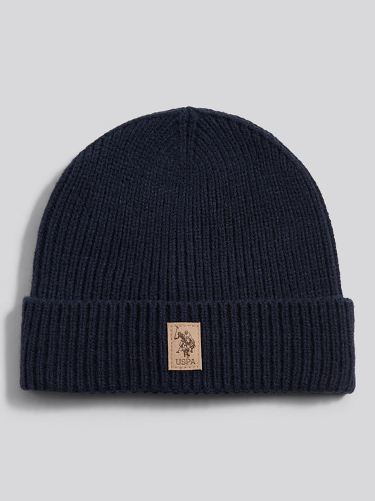 Boys Signature Double Horsemen Knit Beanie in Dark Sapphire Navy