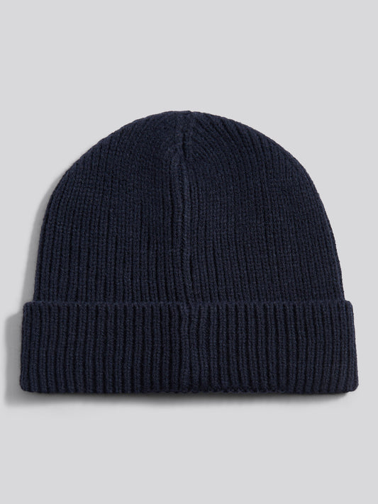 Boys Signature Double Horsemen Knit Beanie in Dark Sapphire Navy