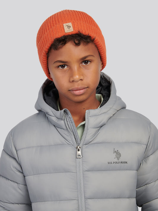 Boys Signature Double Horsemen Knit Beanie in Burnt Ochre