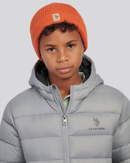 Boys Signature Double Horsemen Knit Beanie in Burnt Ochre