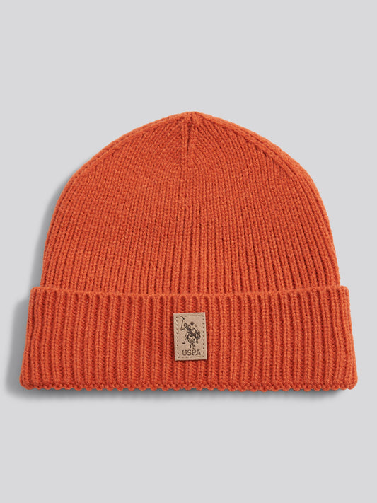 Boys Signature Double Horsemen Knit Beanie in Burnt Ochre