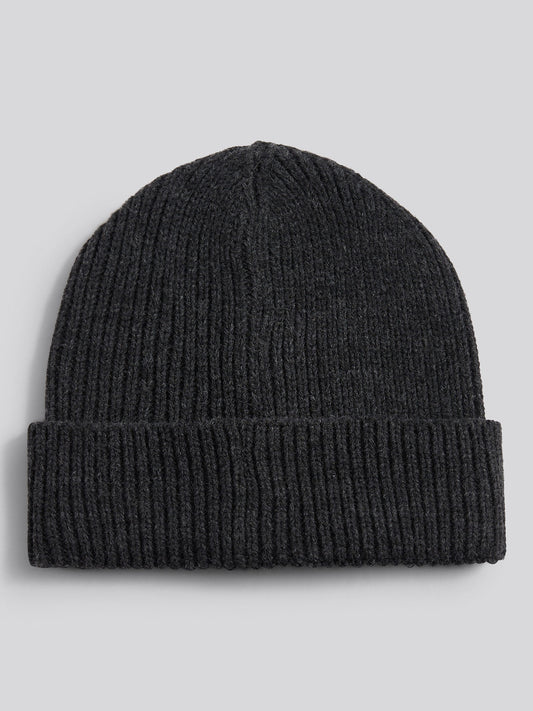 Boys Signature Double Horsemen Knit Beanie in Charcoal Marl
