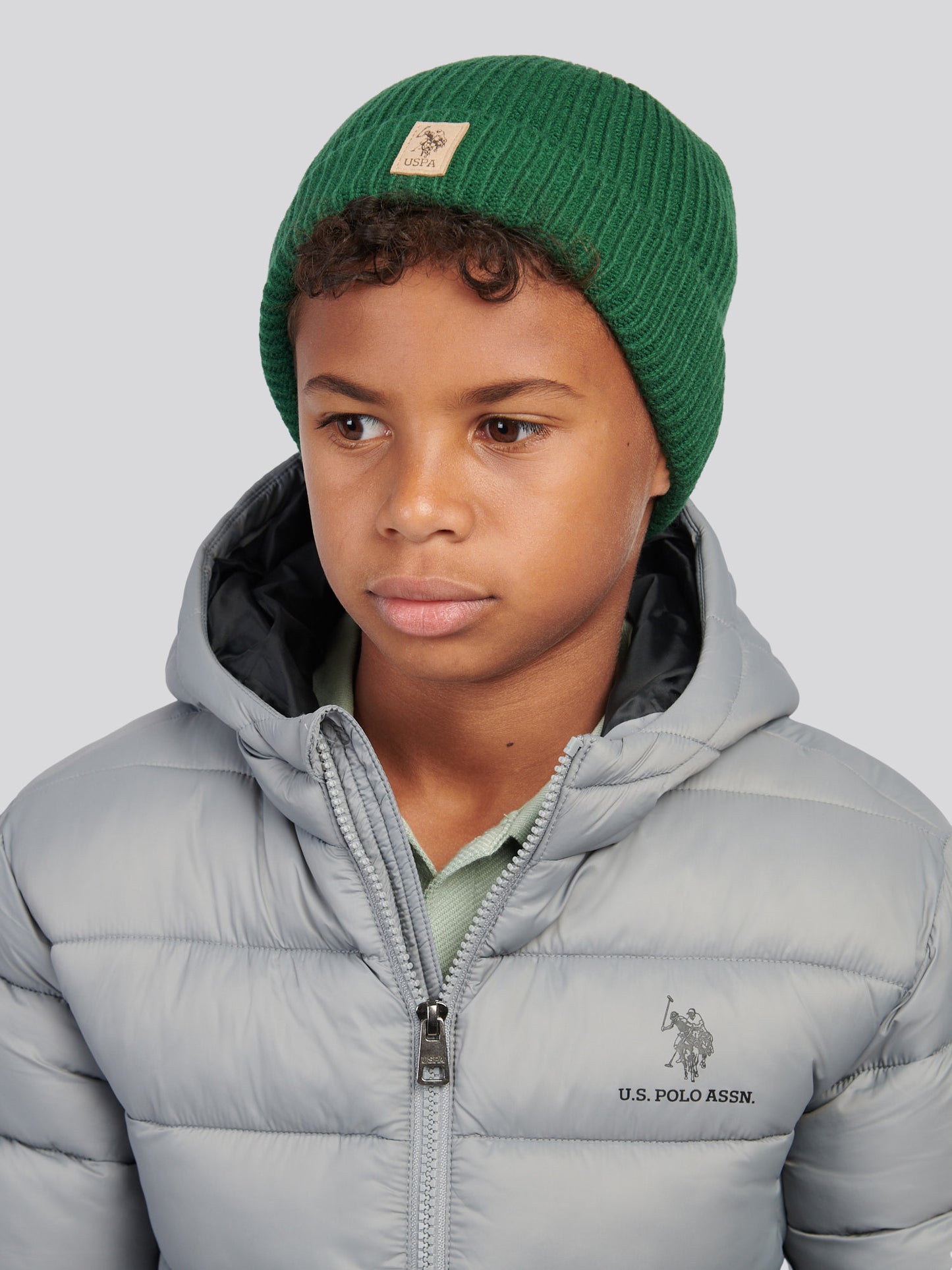 Boys Signature Double Horsemen Knit Beanie in Pineneedle