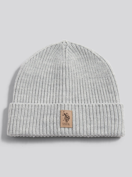 Boys Signature Double Horsemen Knit Beanie in Mid Grey Marl
