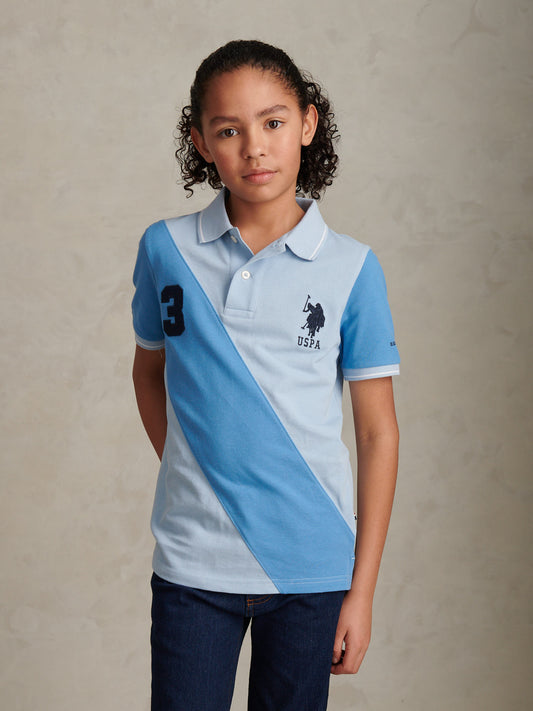 Boys Sash Polo Shirt Chambray Blue