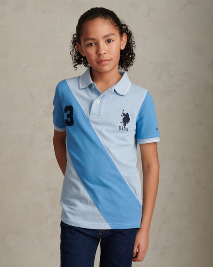 Boys Sash Polo Shirt Chambray Blue
