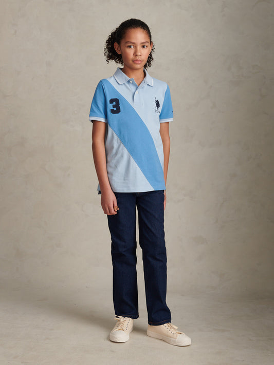 Boys Sash Polo Shirt Chambray Blue