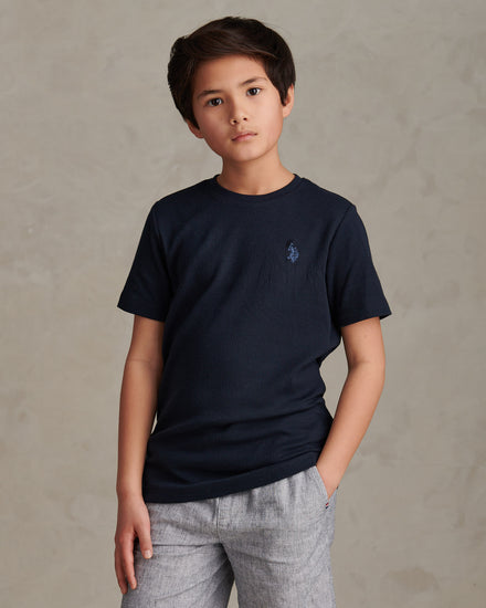 Boys Vertical Texture T-Shirt Dark Sapphire Navy / Moonlight Blue DHM